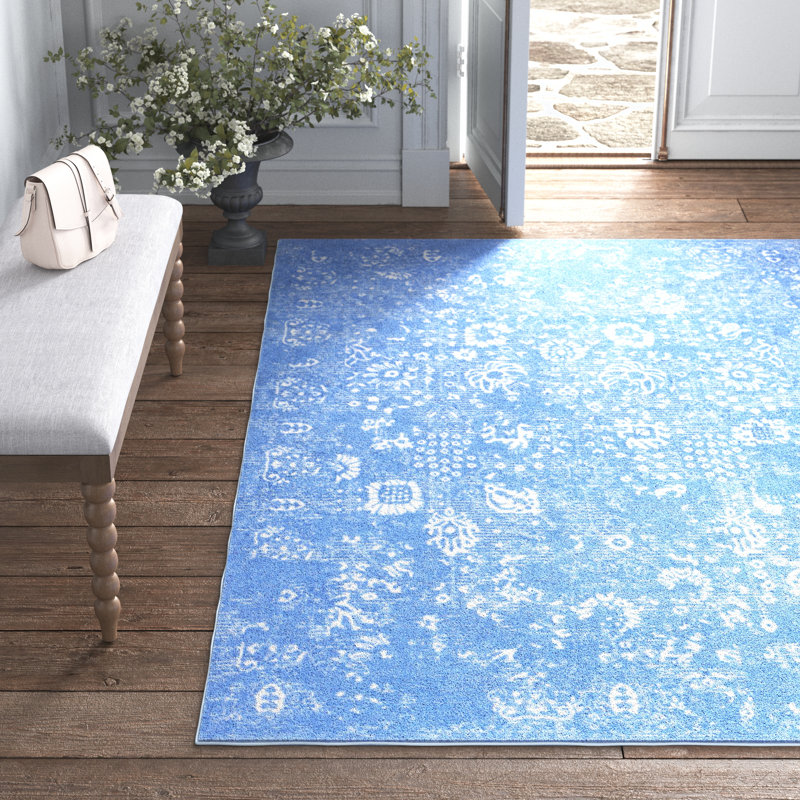 Kelly Clarkson Home Studio Distressed Oriental Bright Blue/Beige Area